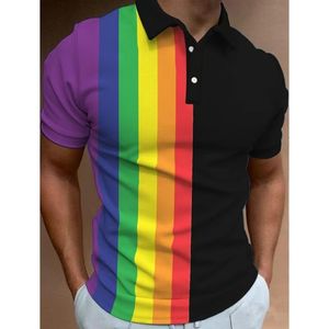 유니섹스 아동용 100% 면 LGBTQ 게이 무지개 깃발 프라이드 데이 골프 폴로 반팔 셔츠 - Product Image 5