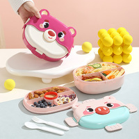 Boîte à lunch pour enfants, sans BPA, résistante aux micro-ondes, anti-fuite, 3 compartiments, avec fourchette et cuillère, pour l'école ou les repas de bébé