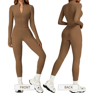 DLT5050, зимний теплый комбинезон на молнии с воротником-стойкой для фитнеса, спортивный комбинезон высокой интенсивности, цельный комбинезон для занятий йогой для женщин - Product Image 3