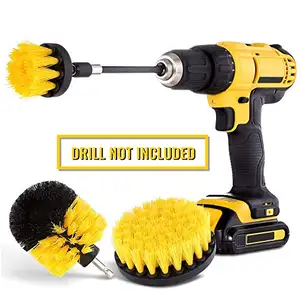 Premium PP Material 3 Pcs Household And Auto Detailing Upholstery Drill Brush Electric Cleaning Drill Brush