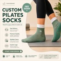 Chaussettes de yoga et de pilates pour femmes, en coton tricoté, antidérapantes, avec logo sur le dessous, couleurs personnalisées, collection automne, pour jeunes, idéales pour le sport et le ballet, fabrication OEM