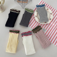 Chaussettes mi-mollet INS à double couche en dentelle pour femmes Chaussettes en coton peigné de style JK pour l'hiver pour la célébrité Internet