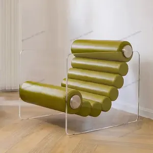 Kursi kulit santai akrilik, kelas atas Modern sederhana hijau berlengan gaya mewah ruang tamu