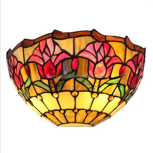 Lámpara de Pared de Diseño Tulipán de Cristal Estilo Tiffany Europeo Hecha a Mano de Lujo de 12 Pulgadas para Decoración de Pared Interior - Product Image 5