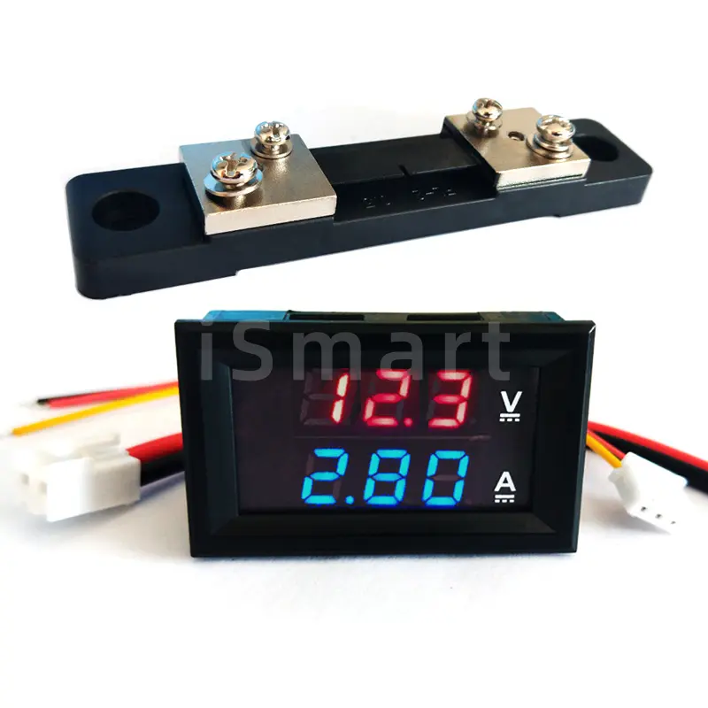 Dc 0-100V 100A 0.28 Inch 2 In 1 Dc Volt Amp Dual Display Meter 0.28 "Rode blauwe Digitale Voltmeter Amperemeter Met Ampere Shunt