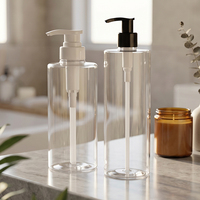 Bouteille en plastique PET vide de 500 ml, transparente, ronde, pour cosmétiques, avec étiquette personnalisée, vaporisateur de gel, pompe à lotion, couvercle à vis