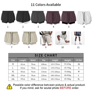 سروال رجالي <span class=keywords><strong>2</strong></span> في 1, سروال رجالي <span class=keywords><strong>2</strong></span> في 1 لممارسة الرياضة والصالة الرياضية مع حلقة منشفة قابلة للتنفس شبكة ثقب داخلي الجوارب قسط ممارسة التدريب تجريب السراويل - Product Image 6