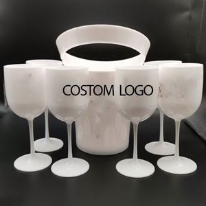 3.2L Oem Costom logo Black Clear White Single Handle Ps Acrylic Cooler Imperial Champagne Wine <b>Plastic</b> Ice Bucket for Party Bar - Product Image 2