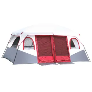 210T 2 חדרים 1 סלון אוהלי קמפינג משפחתיים גדולים אוהלי אוהל 10 אנשים קמפינג חיצוני כבד עם גג שמש לראות את השמים