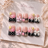 Línea de productos de alto margen: Uñas postizas francesas de acrílico hechas a mano con curva de pico de pato, cobertura completa PMMA 3D, personalizadas OEM, 10 unidades.