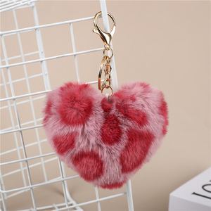 <span class=keywords><strong>Porte</strong></span>-clés peluche multicolore Imprimé léopard <span class=keywords><strong>Porte</strong></span>-clés poupée animaux en peluche en forme de cœur Pendentifs pour femmes couples pour sac - Product Image 6