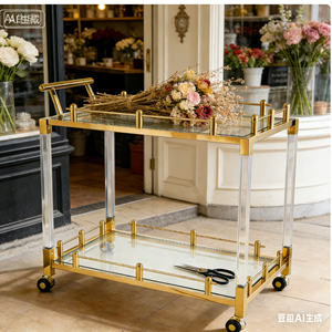 Hotel Bar Winkelwagen Acryl Dining Winkelwagen Moderne Acryl <span class=keywords><strong>Trolley</strong></span> - Product Image 2