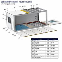 Casa Contenedor Portátil de 20 Pies, Casa Modular, Campamento de Refugiados, Oficina Temporal, Casa Contenedor, Casa Móvil Prefabricada