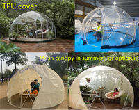 Imperméable à l'eau Extérieur 3.6M Glamping Dôme Géodésique Transparent TPU Maison Igloo Tente Gonflable Bulle Clair Transparent Dôme Tente