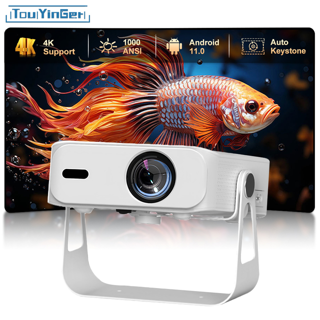 Touyinger L9W Ultra 1000 ANSI Lumens Smart Projector Native 1080P 4K Support With 360° Rotatable Gimbal Mount Auto Focus Beam