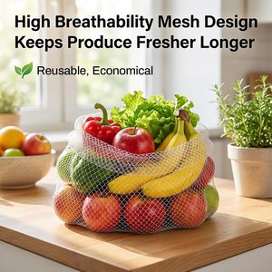 Reusable Organic Cotton Mesh Produce Bags, Washable Drawstring Bags for Grocery Shopping, Fruits and Vegetables - Product Image 4