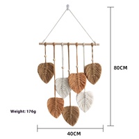 Style moderne Nouveau Tissé À La Main Coton Corde Feuilles Tapisserie Bohème Maison Décoration Murale Motif Vertical Tenture Murale