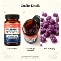 SYC BIO Vitamines prébiotiques et probiotiques pour adultes en gommes, soutien doux et confortable, 50 unités, saveur framboise bleue, OEM, marque privée, approvisionnement en gros