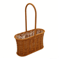 Panier de rangement portable en rotin fait main, style pastoral, pour la maison, le shopping, les sorties et la cueillette, 22*12*14/35cm