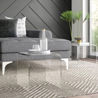 Table d'appoint moderne en acrylique transparent avec bords arrondis, 18 pouces de hauteur, table compacte pour chambre à coucher, école et hôpital