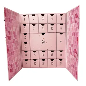 Factory outlet Christmas advent calendar 24 days countdown gift box creative design pink box customization