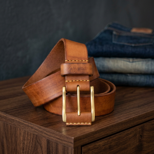 Cow Hide 100% Genuine Leather Eco-Friendly Waterproof Square Custom Logo Engrave Branded Steel Men's Vintage Formal Handmade BS - Product Image 1