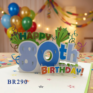 Carte personnalisée 3D Pop-up style féerique pour 80e anniversaire, artisanat en papier vietnamien fait main, taille unique, cadeau Fête des Pères - Marque Viet-craft - Product Image 1