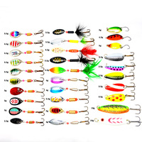 CHEERY Kit de leurres de pêche, ensemble de spinnerbaits pour brochet, truite, walleye, saumon, leurres durs en métal assortis, spinnerbaits en ligne, kit de 10 pièces