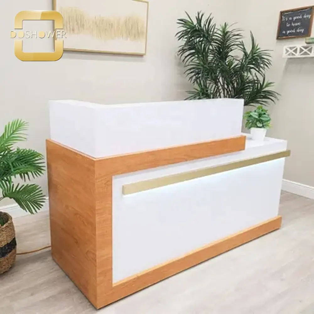 spa front desk reception counter with office furniture modern desk design for white reception desk with led