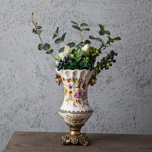 Envío Gratis, Jarrón de Cerámica Estilo Americano Retro con Diseño de Grietas de Hielo, Decoración Creativa para el Hogar, Estilo Europeo, Binaural, Alto - Product Image 1