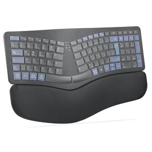 Clavier Bluetooth silencieux rechargeable pleine taille, clavier ergonomique sans fil compact 2,4 G, clavier divisé avec repose-poignets - Product Image 1