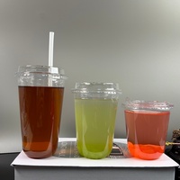 Gelas Plastik PET Transparan Bentuk Unik Custom Grosir 16oz 500ml untuk Minuman Teh Susu dengan Tutup dan Sedotan, MOQ Rendah
