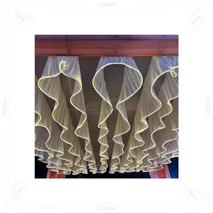 Nouveautés Plafonds Blancs Drapés Mur Plafond Décoration Chaîne Rideau Voile En Forme De S Avec Lumière Décoration De Mariage - Product Image 6