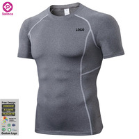 T-shirts de Compression de Course pour Hommes à Logo Personnalisé, Séchage Rapide, Sportswear de Fitness, Maillot de Sport à Manches Courtes