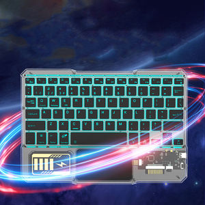 7 couleurs LED rétro-éclairage Transparent cristal clair BT <span class=keywords><strong>clavier</strong></span> sans fil pour iPad <span class=keywords><strong>Samsung</strong></span> Windows Android IOS universel - Product Image 2