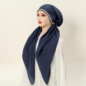 Robe en tissu voilé imprimé numérique de bonne qualité estampage à chaud malaisie Baotou chapeau ethnique Bandanas femmes musulman Hijab - Product Image 6