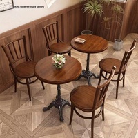 Meubles de restaurant vintage en bois massif, combinaison table et chaise, structure de table en métal, design industriel, personnalisable pour café