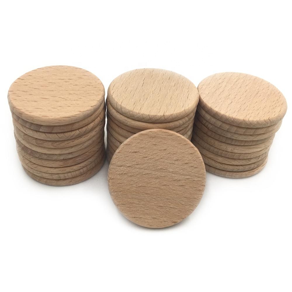 1,5 "дерева круглый диск пустой буковая древесина плоские круглые монета деревянный маркер