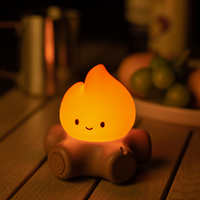 Veilleuse rechargeable à effet flamme en forme de souche, avec lumière d'ambiance à intensité variable et bruit blanc apaisant pour enfants