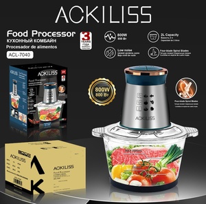 Ackiliss ACL-7040 xử lý thực phẩm fufu Máy 800W nhỏ gọn 2L bát thủy tinh hoạt động cho thịt hàng ngày rau và trái cây chế biến - Product Image 6