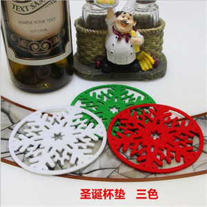 Posavasos navideños, decoraciones para el hogar, posavasos con diseño de copo de nieve, posavasos de fieltro, posavasos de tela no tejida, artículos navideños. - Product Image 1