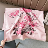 Élégant châle long en coton pour femme motif fleur de prunier, idéal pour les espaces climatisés au bureau, vêtement d'extérieur hivernal pour la fête des Mères