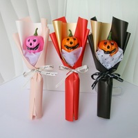 Meilleure vente transfrontalière : Décoration de bouquet de citrouilles souriantes réalistes à tige unique, thème Halloween, Noël, Pâques, style poupée bulle