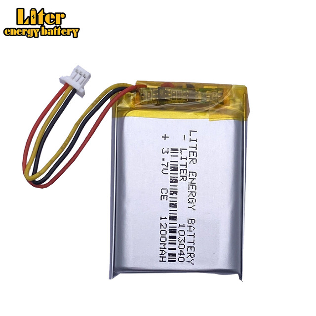 103040 1200mah Rechargeable 3.7v Li-ion Battery 3.7 Volt Camera Digital Battery With 1.0-3p Connector
