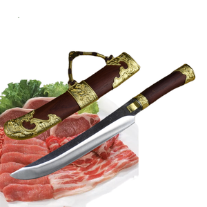 Couteau de cuisine étendu personnalisé en usine chinoise avec gaine en séquoia couteau à <span class=keywords><strong>saumon</strong></span> en acier inoxydable forgé couteau de cuisine - Product Image 1