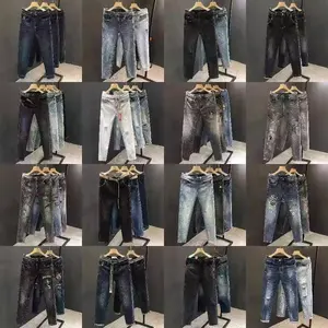 Fornitore di marchi internazionali-Jeans affusolati Jeans da uomo Skinny Jeans personalizzati da uomo Jeans strappati