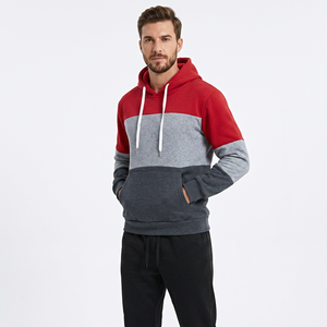 Sudadera con Capucha de Bloques de Color, Manga Larga, Informal, Tejida, para Hombre, Corte Regular, con Bolsillo, 100% Algodón, Material de Felpa - Product Image 1