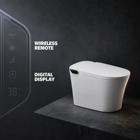 WC intelligent avec télécommande, couvercle à ouverture automatique, séchage à l'air, siège chauffant, allongé, à siphon en S, en céramique, à poser au sol, design moderne inclus