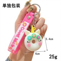 Porte-clés mousqueton en PVC 3D personnalisé en forme de donut, durable, étanche, léger, breloque de sac de dessin animé, cadeau promotionnel