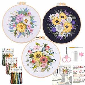 Kit bordir pemula, kruistik bunga dengan pola cap DIY bordir <span class=keywords><strong>Set</strong></span> Kit untuk pemula - Product Image 4